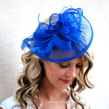 Royal Blue Sinamay Fascinator with Mesh Feather For Ladies Tea Party Church Derby Wedding